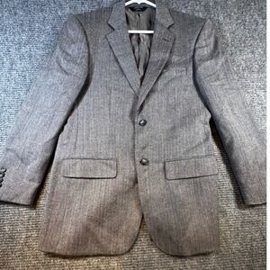 Joseph & Feiss Gold Men's 38R Blazer  Gray Herringbone Lamb's Wool Two Button